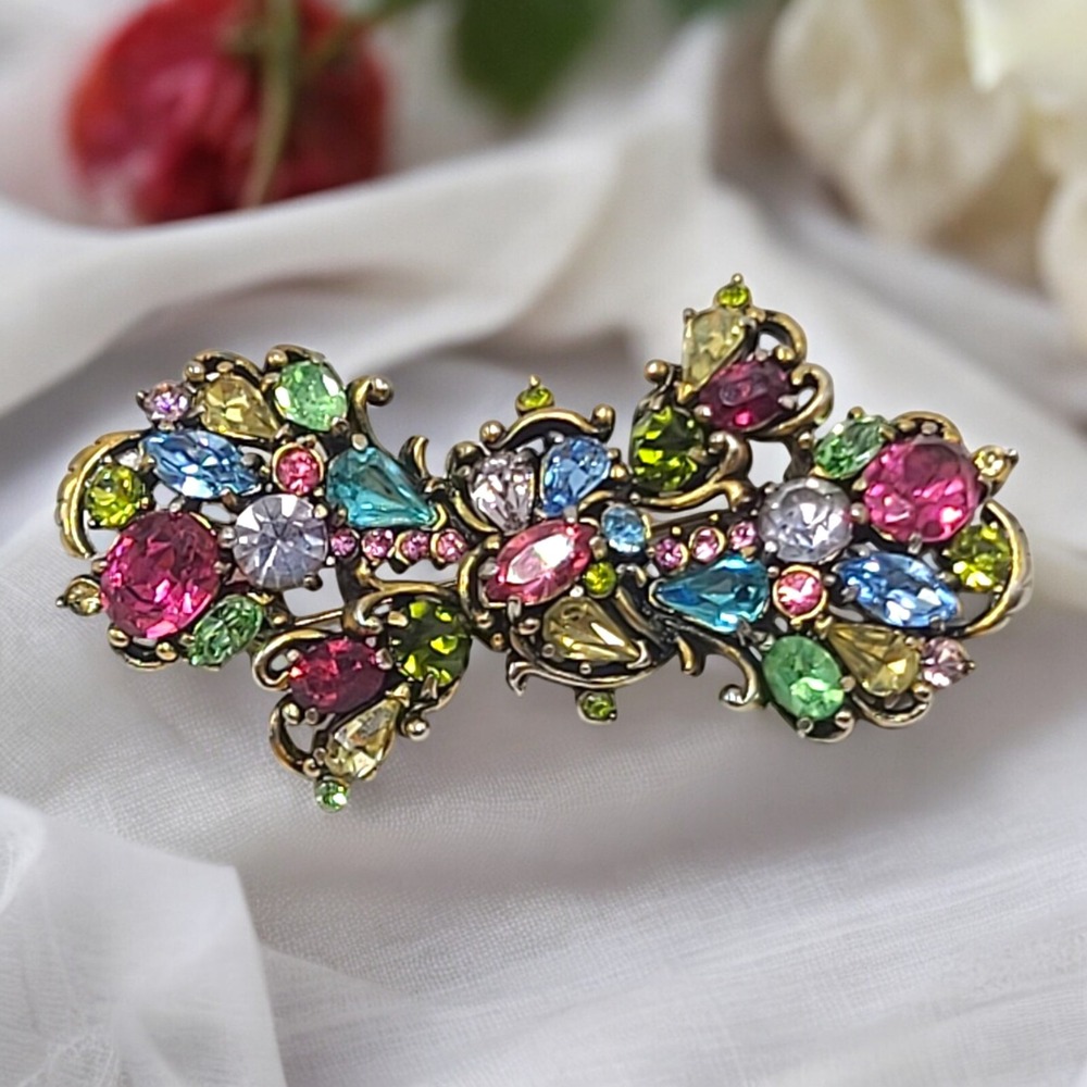1953 Hollycraft Brooch Pin stunning freeform bow Rhinestone Vintage signed